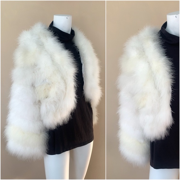 Vintage Jackets & Blazers - Vintage 70's Marabou Feather Cropped Jacket | Lilli Diamond Ostrich Feather Coat